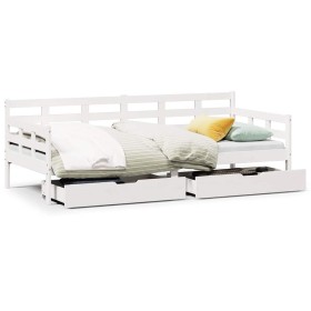 vidaXL Tagesbett mit Schubladen Weiß 90x190 cm Kiefernholz