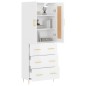 Highboard Hochglanz-Weiß 69,5x34x180 cm Holzwerkstoff Highboard Hochglanz-Weiß 69,5x34x180 cm Holzwerkstoff