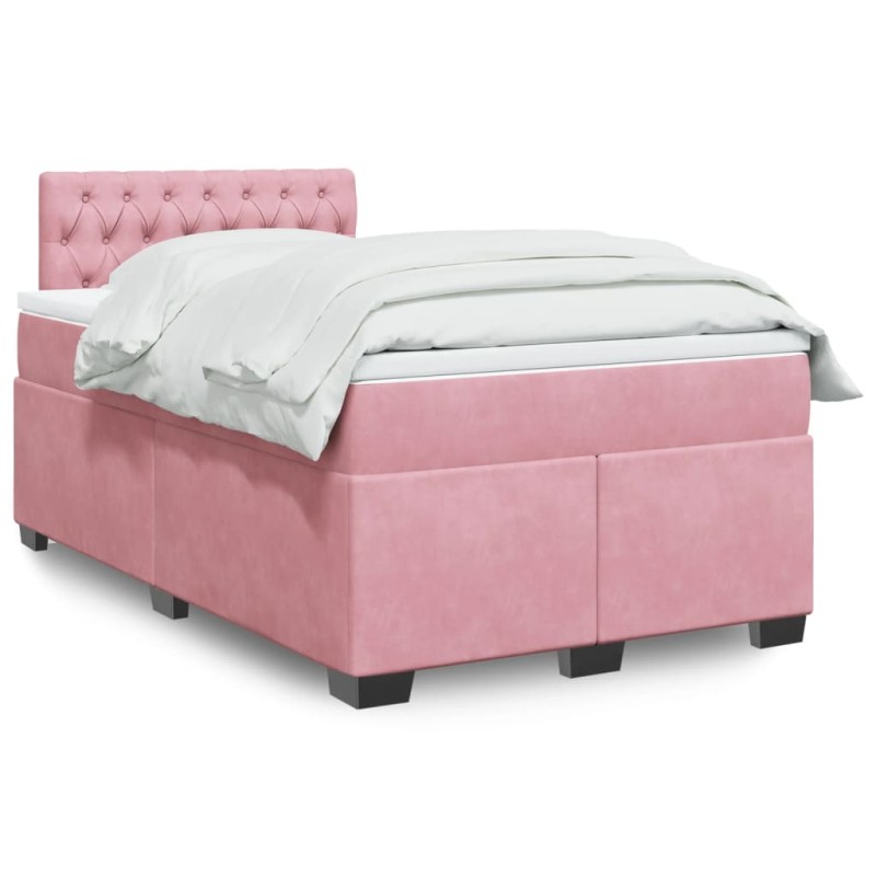 vidaXL Boxspringbett mit Matratze Rosa 120x190 cm Samt vidaXL Boxspringbett mit Matratze Rosa 120x190 cm Samt