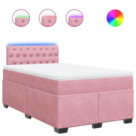 vidaXL Boxspringbett mit Matratze Rosa 120x190 cm Samt