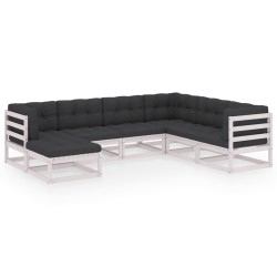 7-tlg. Garten-Lounge-Set mit Kissen Kiefer Massivholz