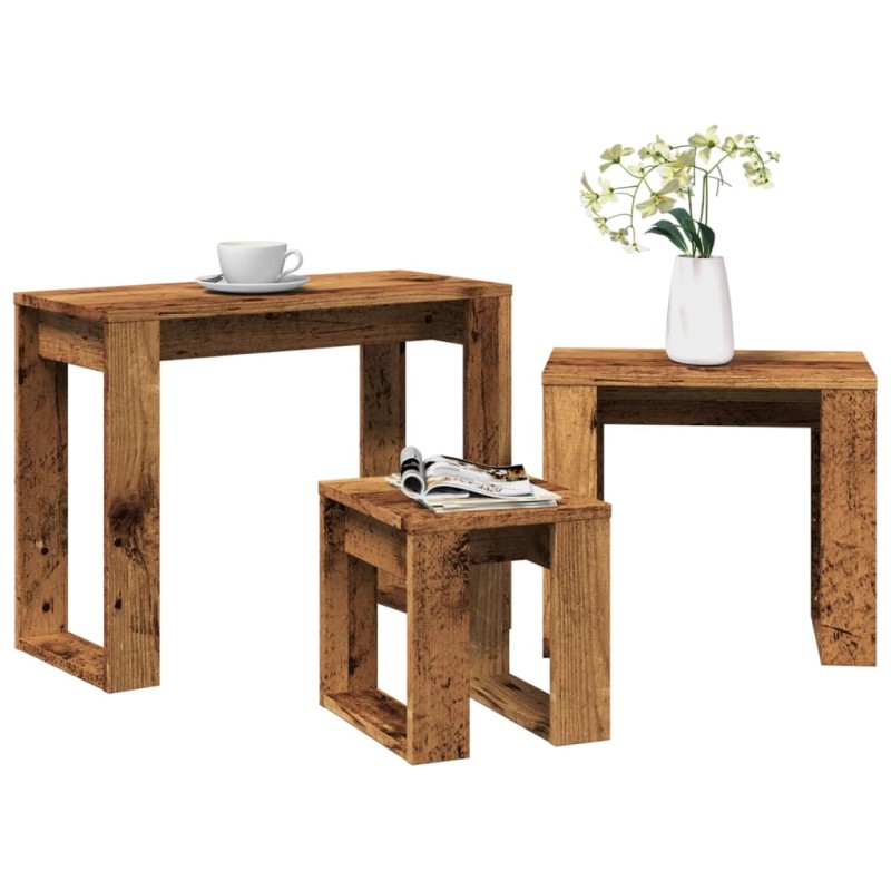 vidaXL Satztische 3 Stk. Altholz-Optik Holzwerkstoff vidaXL Satztische 3 Stk. Altholz-Optik Holzwerkstoff