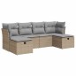 vidaXL 6-tlg. Garten-Sofagarnitur mit Kissen Beige Poly Rattan