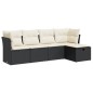 vidaXL 5-tlg. Garten-Sofagarnitur mit Kissen Schwarz Poly Rattan vidaXL 5-tlg. Garten-Sofagarnitur mit Kissen Schwarz Poly Rattan