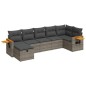 vidaXL 7-tlg. Garten-Sofagarnitur mit Kissen Grau Poly Rattan vidaXL 7-tlg. Garten-Sofagarnitur mit Kissen Grau Poly Rattan