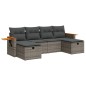 vidaXL 6-tlg. Garten-Sofagarnitur mit Kissen Grau Poly Rattan vidaXL 6-tlg. Garten-Sofagarnitur mit Kissen Grau Poly Rattan