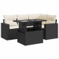 vidaXL 5-tlg. Garten-Sofagarnitur mit Kissen Schwarz Poly Rattan vidaXL 5-tlg. Garten-Sofagarnitur mit Kissen Schwarz Poly Rattan