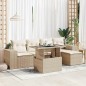 vidaXL 6-tlg. Garten-Sofagarnitur mit Kissen Beige Poly Rattan vidaXL 6-tlg. Garten-Sofagarnitur mit Kissen Beige Poly Rattan