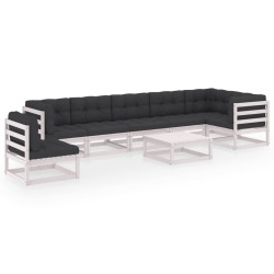 8-tlg. Garten-Lounge-Set mit Kissen Kiefer Massivholz