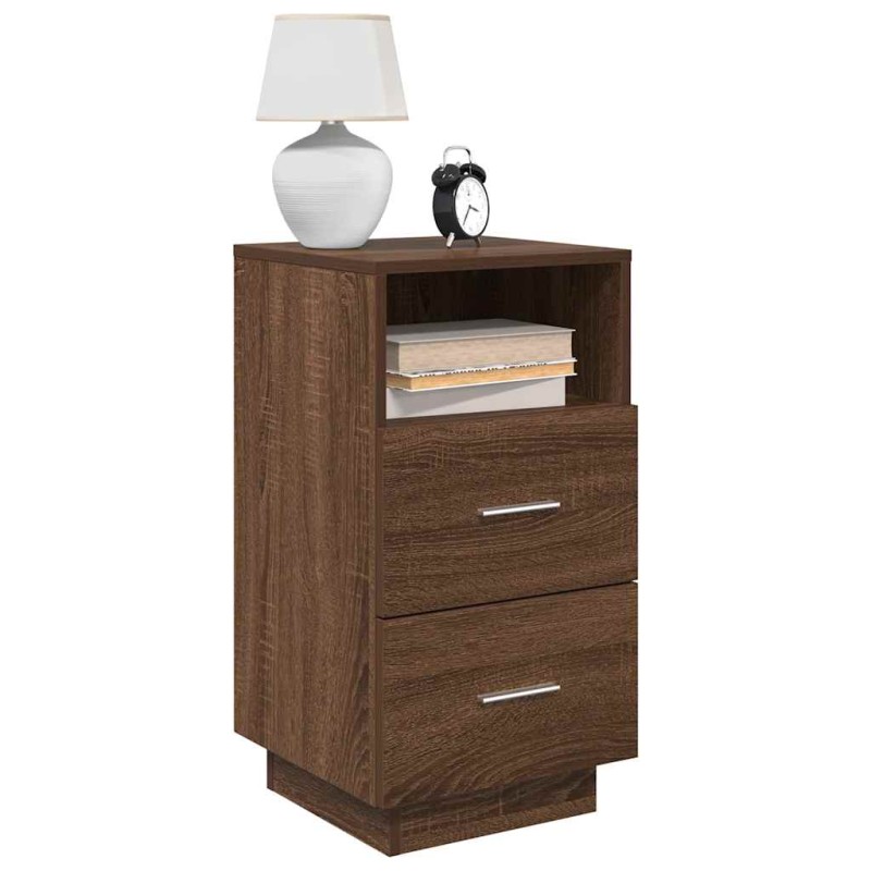 vidaXL Nachttische 2 Stk. mit 2 Schubladen Braun Eiche 36x36x68 cm vidaXL Nachttische 2 Stk. mit 2 Schubladen Braun Eiche 36x36x68 cm
