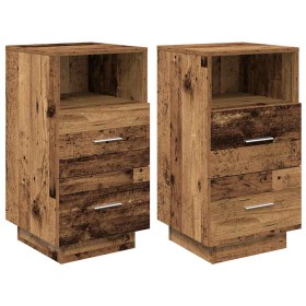vidaXL Nachttische 2 Stk. mit 2 Schubladen Altholz-Optik 36x36x68 cm