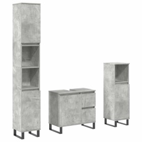 vidaXL 3-tlg. Badmöbel-Set Betongrau Holzwerkstoff