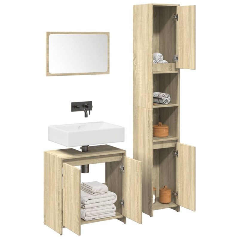 vidaXL 3-tlg. Badmöbel-Set Sonoma-Eiche Holzwerkstoff vidaXL 3-tlg. Badmöbel-Set Sonoma-Eiche Holzwerkstoff