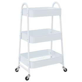 vidaXL Aufbewahrungswagen 3 Etagen Weiß 42x41,5x77 cm Stahl