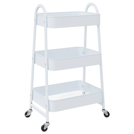 vidaXL Aufbewahrungswagen 3 Etagen Weiß 42x41,5x77 cm Stahl