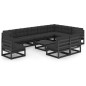 11-tlg. Garten-Lounge-Set mit Kissen Schwarz Kiefer Massivholz 11-tlg. Garten-Lounge-Set mit Kissen Schwarz Kiefer Massivholz