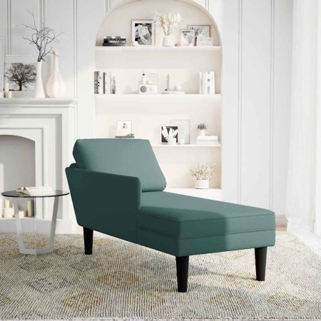 vidaXL Chaiselongue mit Kissen und Rechter Armlehne Dunkelgrün Samt