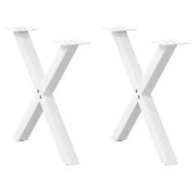 vidaXL Couchtischbeine X-Form 2 Stk. Weiß 60x(42-43) cm Stahl