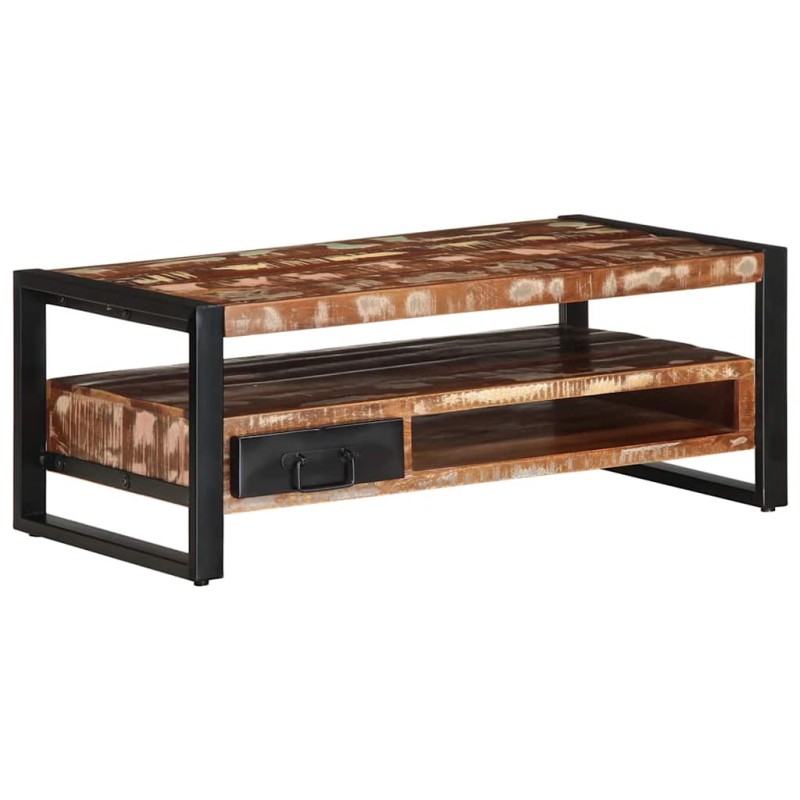 vidaXL Couchtisch Mehrfarbig 90x50x36 cm Altholz Massiv vidaXL Couchtisch Mehrfarbig 90x50x36 cm Altholz Massiv