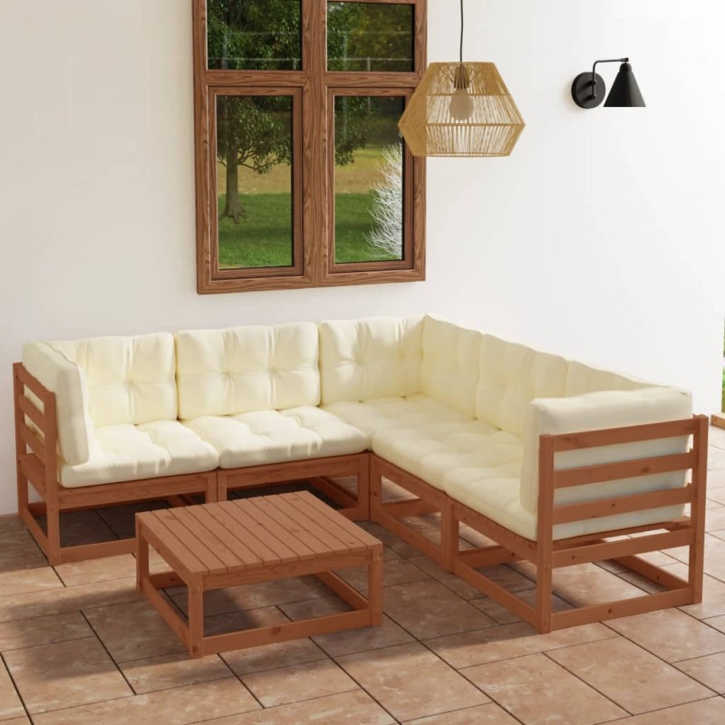 6-tlg. Garten-Lounge-Set mit Kissen Kiefer Massivholz 6-tlg. Garten-Lounge-Set mit Kissen Kiefer Massivholz