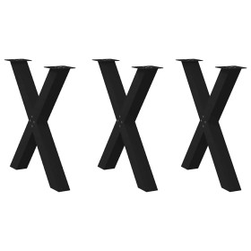 vidaXL Esstischbeine X-Form 3 Stk. Schwarz 70x(72-73) cm Stahl