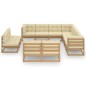 12-tlg. Garten-Lounge-Set Kissen Honigbraun Kiefer Massivholz 12-tlg. Garten-Lounge-Set Kissen Honigbraun Kiefer Massivholz
