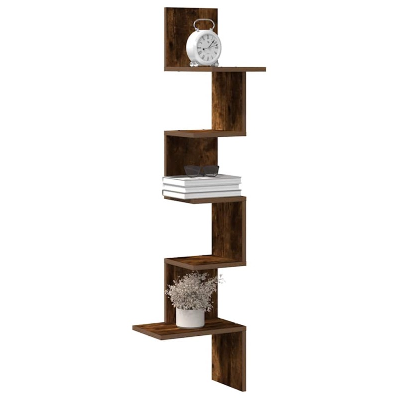vidaXL Wand-Eckregal Räuchereiche 32x32x127,5 cm Holzwerkstoff vidaXL Wand-Eckregal Räuchereiche 32x32x127,5 cm Holzwerkstoff