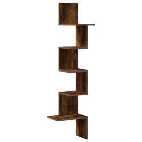 vidaXL Wand-Eckregal Räuchereiche 32x32x127,5 cm Holzwerkstoff