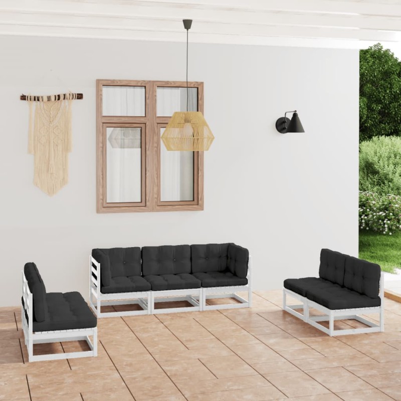7-tlg. Garten-Lounge-Set mit Kissen Kiefer Massivholz 7-tlg. Garten-Lounge-Set mit Kissen Kiefer Massivholz