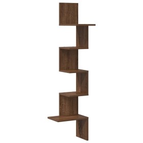 vidaXL Wand-Eckregal Braun Eichen-Optik 32x32x127,5 cm Holzwerkstoff