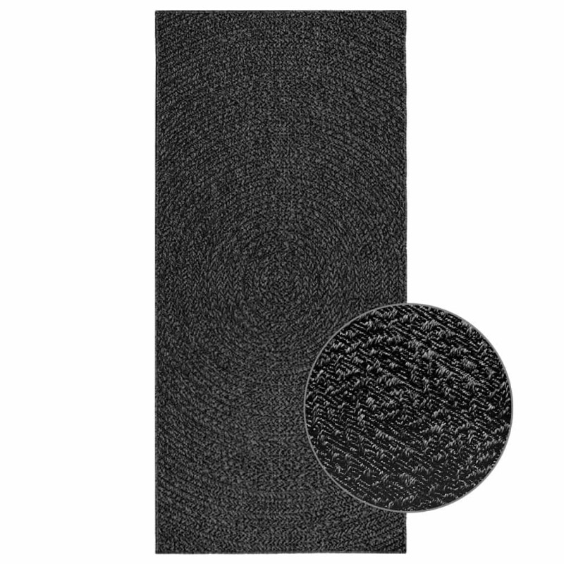vidaXL Teppich ZIZUR Anthrazit 100x200cm Jute-Optik Indoor und Outdoor vidaXL Teppich ZIZUR Anthrazit 100x200cm Jute-Optik Indoor und Outdoor