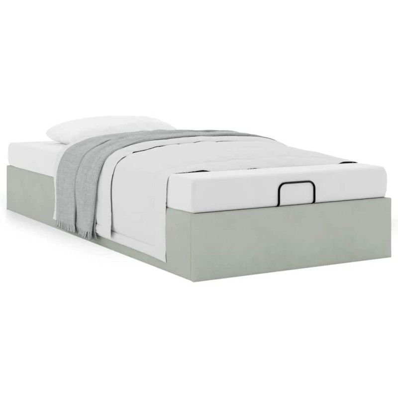 vidaXL Ottoman-Bett ohne Matratze Hellgrau 80x200 cm Samt vidaXL Ottoman-Bett ohne Matratze Hellgrau 80x200 cm Samt