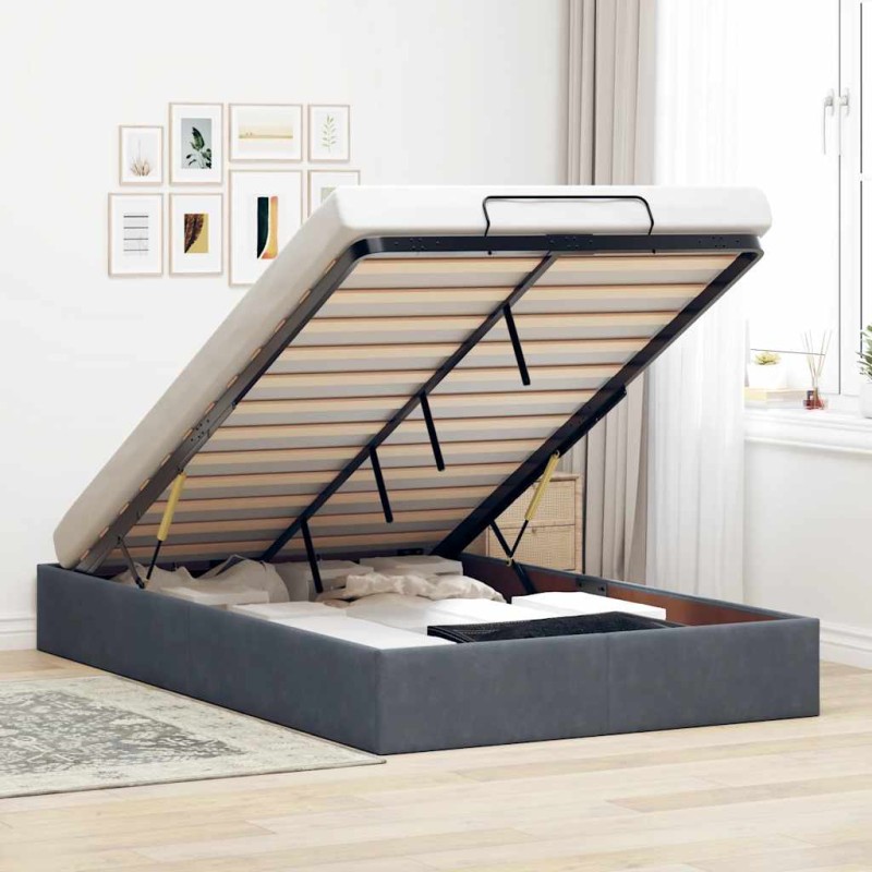 vidaXL Ottoman-Bett ohne Matratze Dunkelgrau 120x190 cm Samt vidaXL Ottoman-Bett ohne Matratze Dunkelgrau 120x190 cm Samt