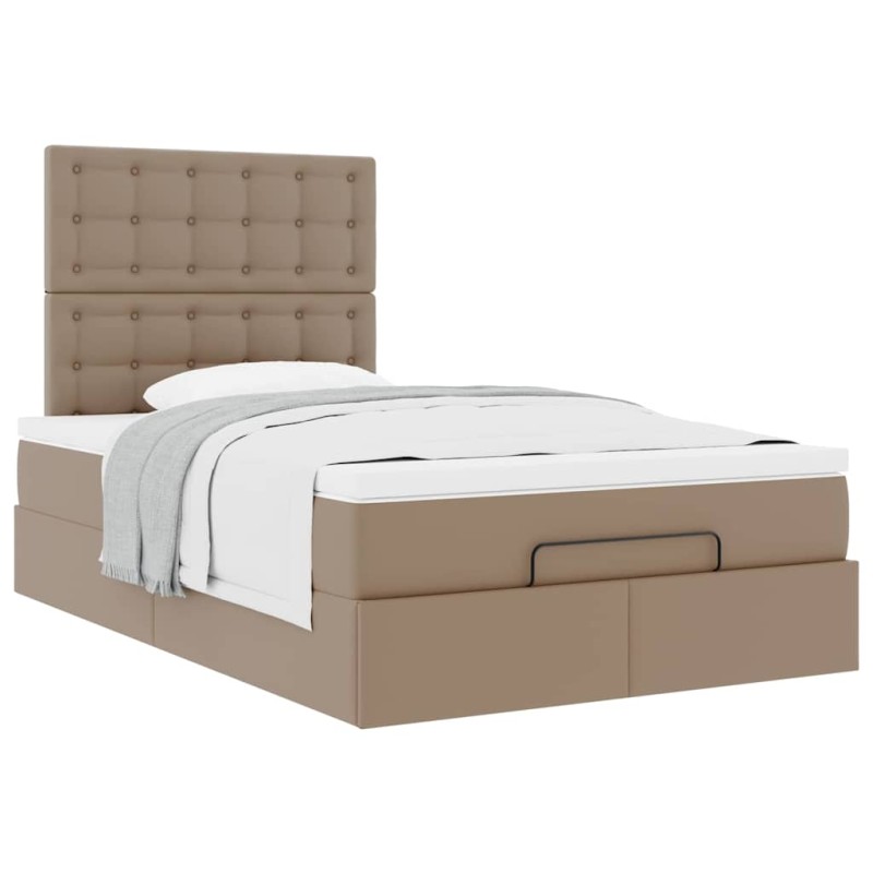 vidaXL Ottoman-Bett mit Matratze Cappuccino-Braun 120x190cm Kunstleder vidaXL Ottoman-Bett mit Matratze Cappuccino-Braun 120x190cm Kunstleder