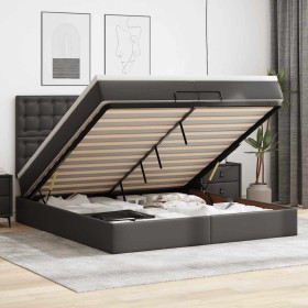 vidaXL Ottoman-Bett mit Matratzen Schwarz 200x200 cm Kunstleder