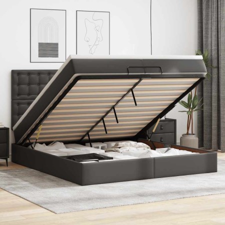 vidaXL Ottoman-Bett mit Matratzen Schwarz 200x200 cm Kunstleder
