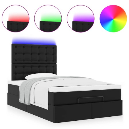 vidaXL Ottoman-Bett mit Matratze & LEDs Schwarz 120x190 cm Kunstleder