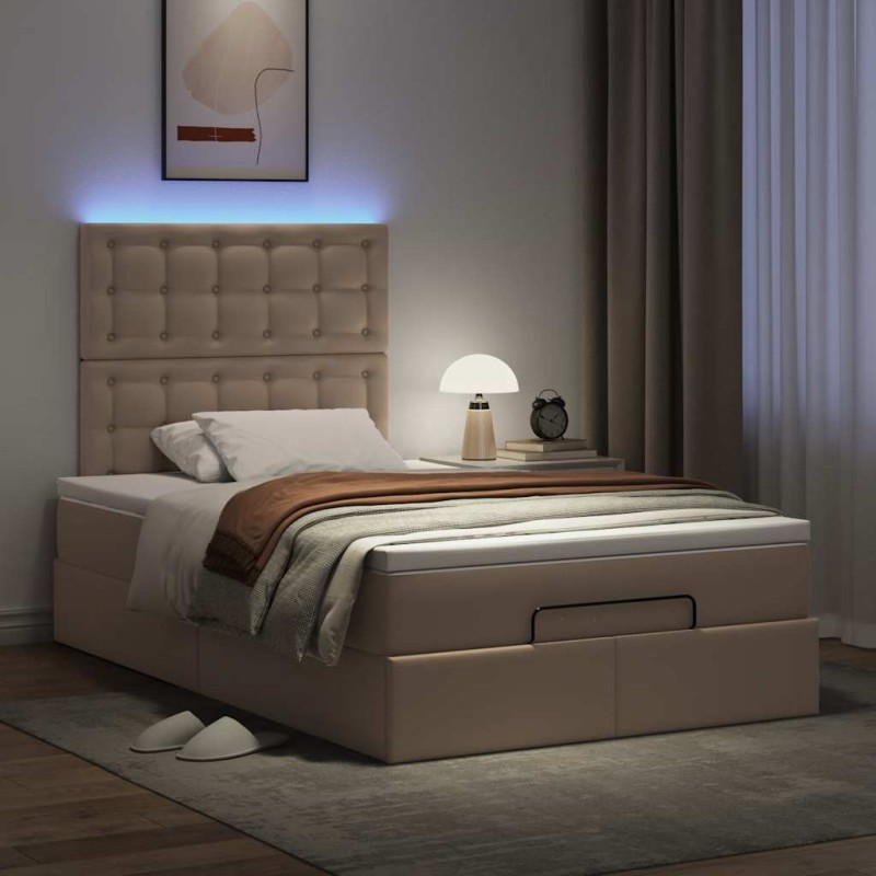 vidaXL Ottoman-Bett mit Matratze & LEDs 120x200cm Kunstleder vidaXL Ottoman-Bett mit Matratze & LEDs 120x200cm Kunstleder