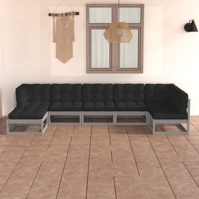 7-tlg. Garten-Lounge-Set mit Kissen Kiefer Massivholz 7-tlg. Garten-Lounge-Set mit Kissen Kiefer Massivholz