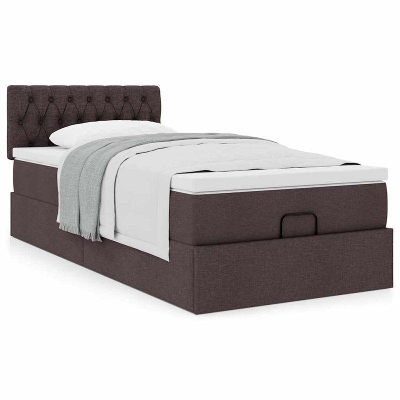 vidaXL Ottoman-Bett mit Matratze Dunkelbraun 90x200 cm Stoff vidaXL Ottoman-Bett mit Matratze Dunkelbraun 90x200 cm Stoff