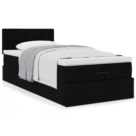 vidaXL Ottoman-Bett mit Matratze Schwarz 90x190 cm Stoff