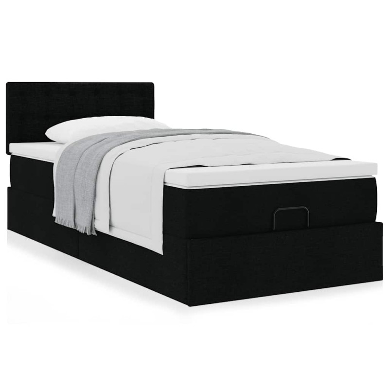 vidaXL Ottoman-Bett mit Matratze Schwarz 90x190 cm Stoff vidaXL Ottoman-Bett mit Matratze Schwarz 90x190 cm Stoff