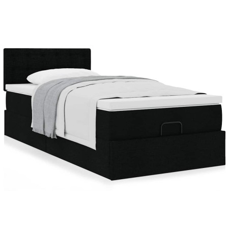 vidaXL Ottoman-Bett mit Matratze Schwarz 90x190 cm Stoff