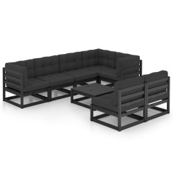 8-tlg. Garten-Lounge-Set mit Kissen Kiefer Massivholz
