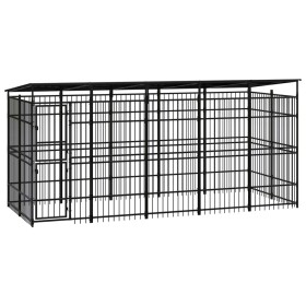 vidaXL Outdoor-Hundezwinger mit Dach Stahl 9,22 m² 