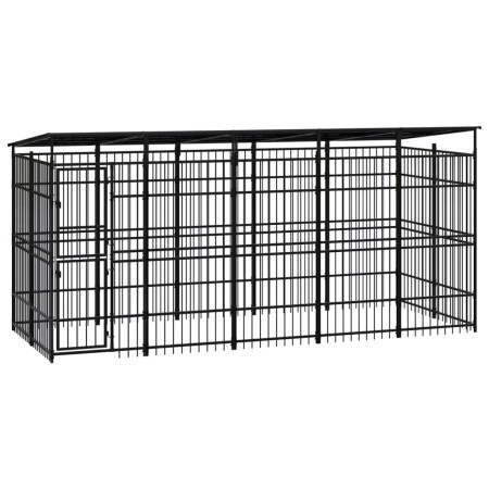 vidaXL Outdoor-Hundezwinger mit Dach Stahl 9,22 m² 
