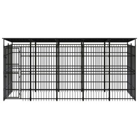 vidaXL Outdoor-Hundezwinger mit Dach Stahl 9,22 m² 