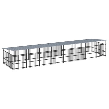 vidaXL Outdoor-Hundezwinger mit Dach Stahl 15,02 m²