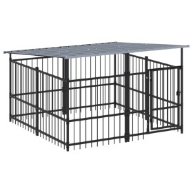 vidaXL Outdoor-Hundezwinger mit Dach Stahl 3,75 m²