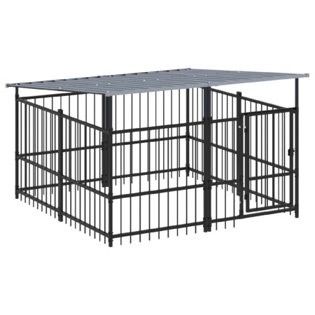 vidaXL Outdoor-Hundezwinger mit Dach Stahl 3,75 m²